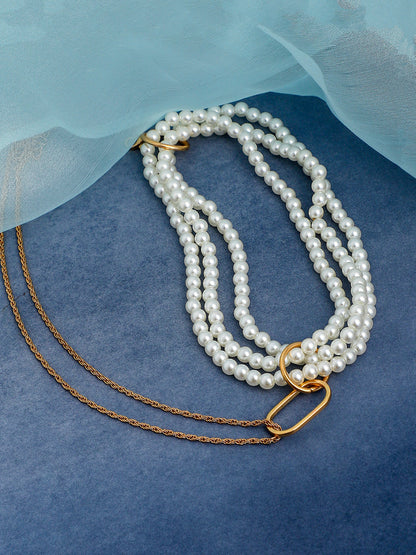 The Larissa Chain Necklace - Daisy White-SOHINC6212