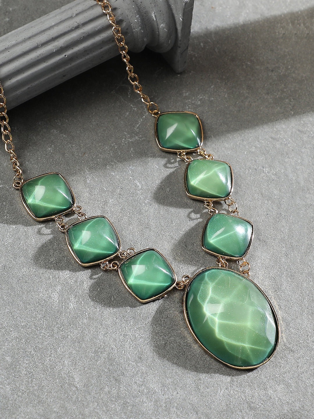 The Sicily Statement Necklace - Emerald Green-SOHINC6220