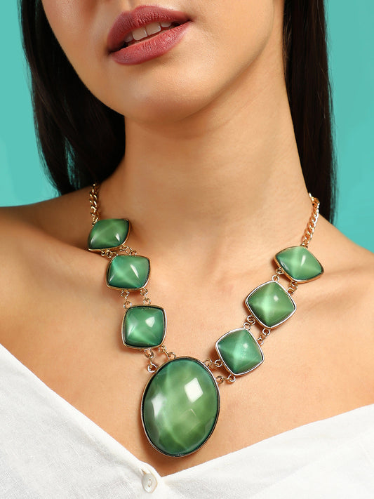 The Sicily Statement Necklace - Emerald Green-SOHINC6220