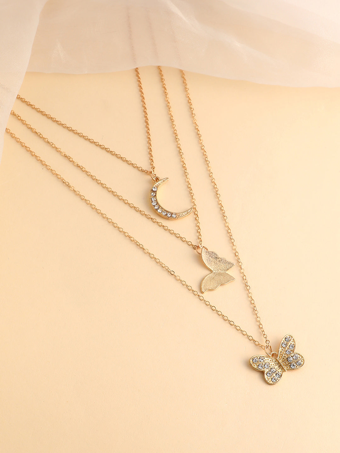 The Nature's Luna Multi-Layer Necklace - Antique Gold-SOHINC6224