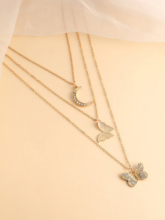 The Nature's Luna Multi-Layer Necklace - Antique Gold-SOHINC6224