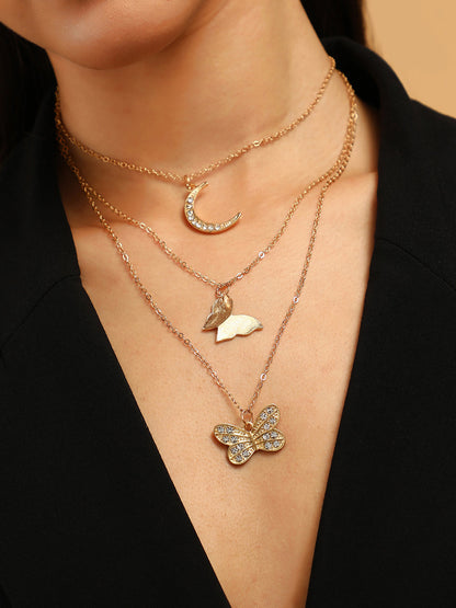 The Nature's Luna Multi-Layer Necklace - Antique Gold-SOHINC6224