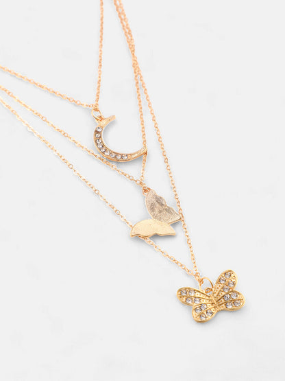 The Nature's Luna Multi-Layer Necklace - Antique Gold-SOHINC6224