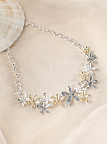 The Daisy Collar Necklace - Champayne Gold:Metallic Silver-SOHINC6231