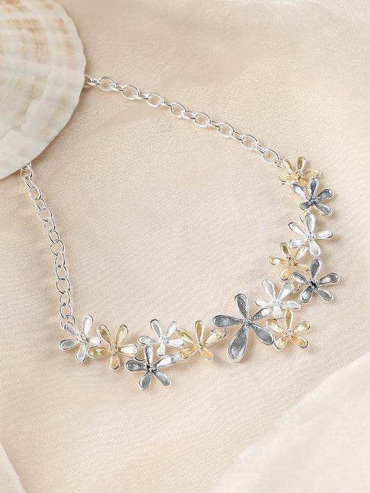 The Daisy Collar Necklace - Champayne Gold:Metallic Silver-SOHINC6231