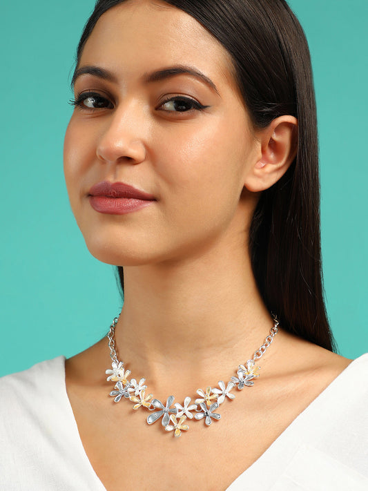The Daisy Collar Necklace - Champayne Gold:Metallic Silver-SOHINC6231