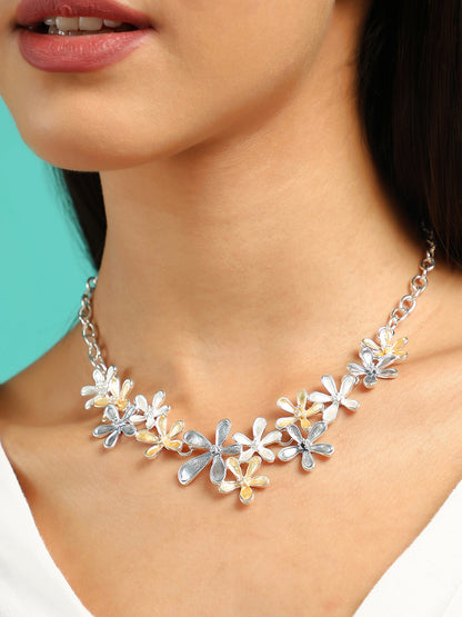 The Daisy Collar Necklace - Champayne Gold:Metallic Silver-SOHINC6231