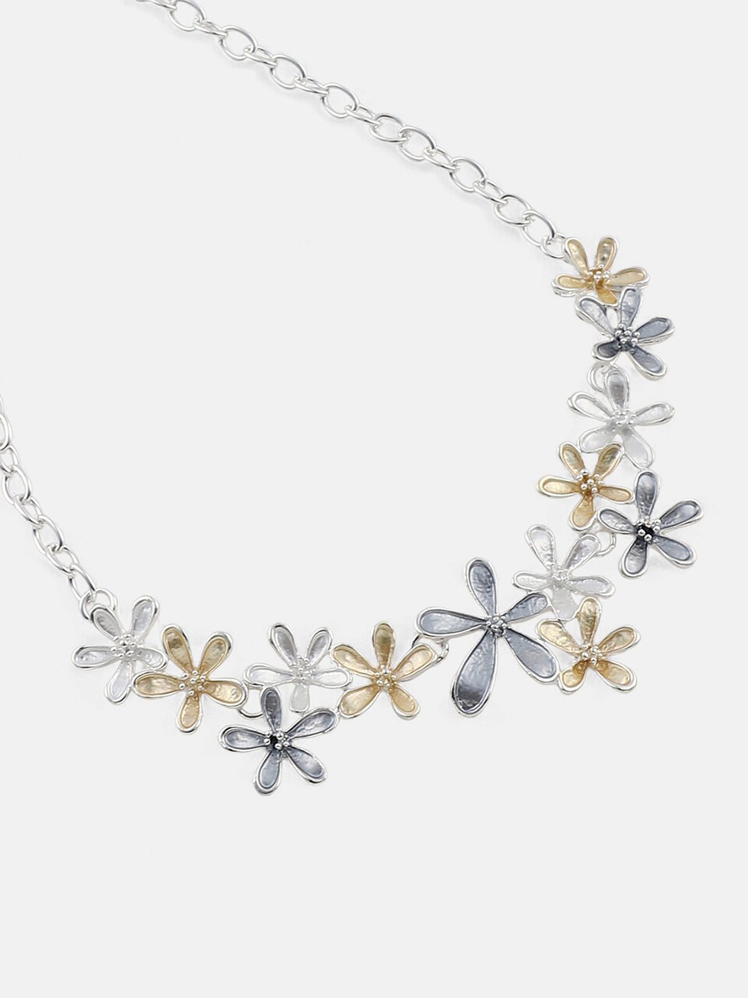 The Daisy Collar Necklace - Champayne Gold:Metallic Silver-SOHINC6231