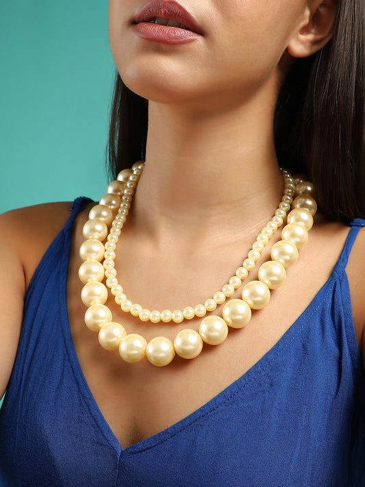 The Jackie Multi-Layer Necklace - Ivory White-SOHINC6233