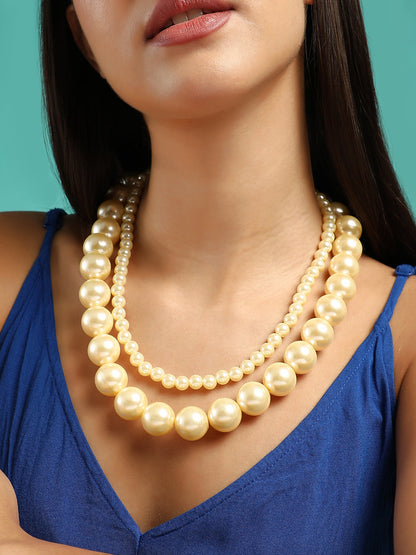 The Jackie Multi-Layer Necklace - Ivory White-SOHINC6233