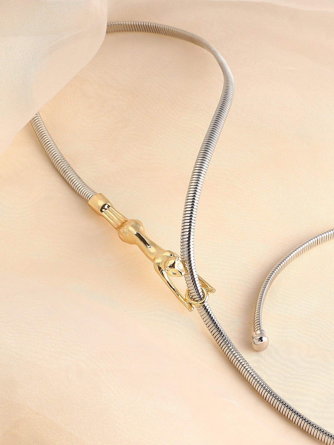 The Jaguar Lariat Necklace - Metallic Silver-SOHINC6234