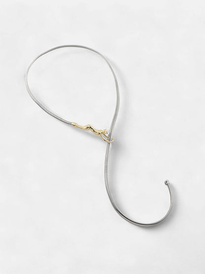 The Jaguar Lariat Necklace - Metallic Silver-SOHINC6234