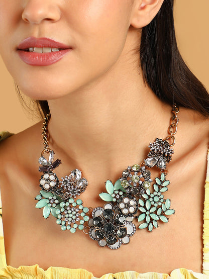 The Garden Of Eden Statement Necklace - Mint Green-SOHINC6242