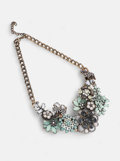The Garden Of Eden Statement Necklace - Mint Green-SOHINC6242