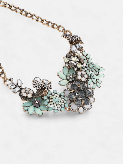 The Garden Of Eden Statement Necklace - Mint Green-SOHINC6242