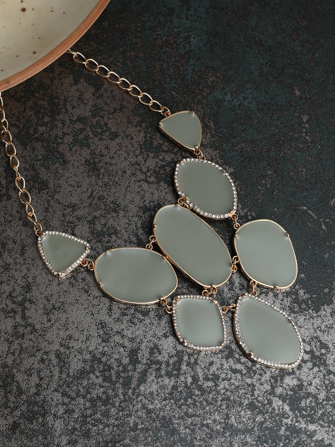 The Marcia Statement Necklace - Ash Grey-SOHINC6243