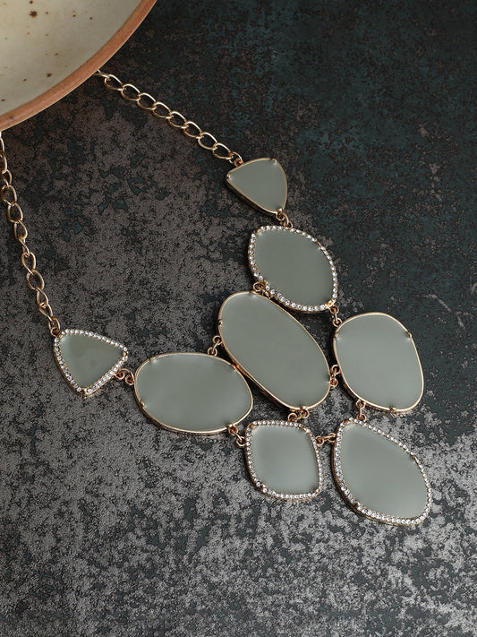 The Marcia Statement Necklace - Ash Grey-SOHINC6243