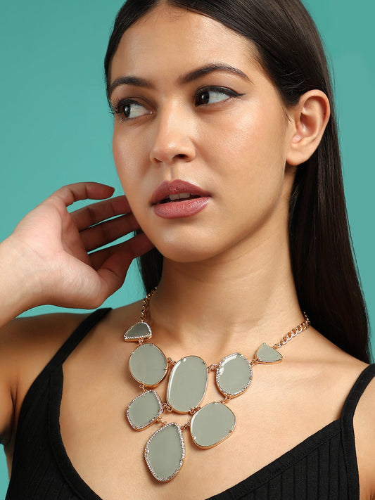 The Marcia Statement Necklace - Ash Grey-SOHINC6243