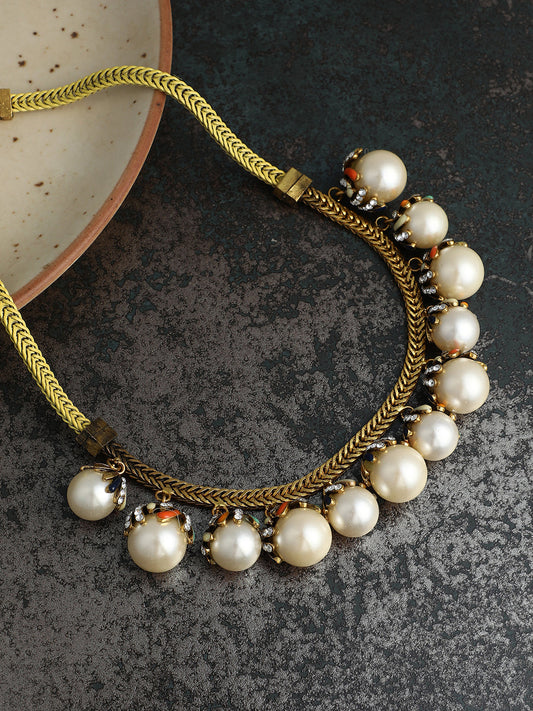 The Bacca Princess Necklace - Pearl White-SOHINC6244