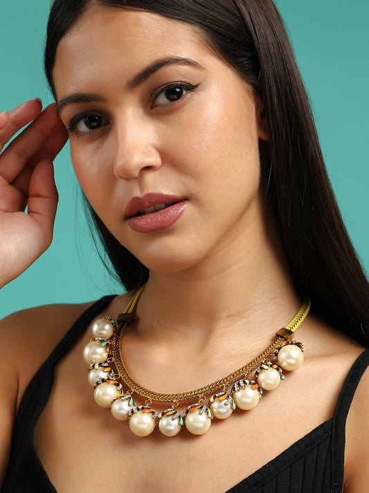 The Bacca Princess Necklace - Pearl White-SOHINC6244