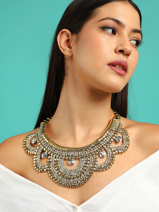 The Corona Statement Necklace - Crystal Silver-SOHINC6245