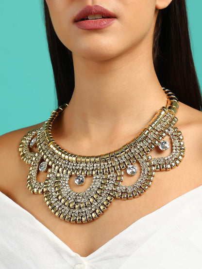 The Corona Statement Necklace - Crystal Silver-SOHINC6245