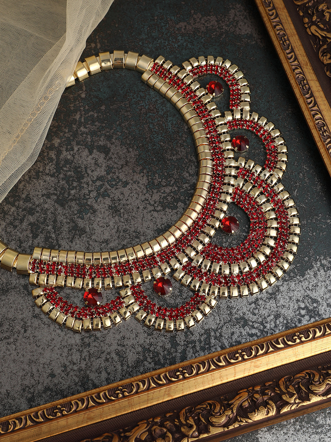 The Corona Statement Necklace - Ruby Red-SOHINC6246
