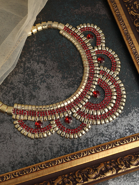 The Corona Statement Necklace - Ruby Red-SOHINC6246