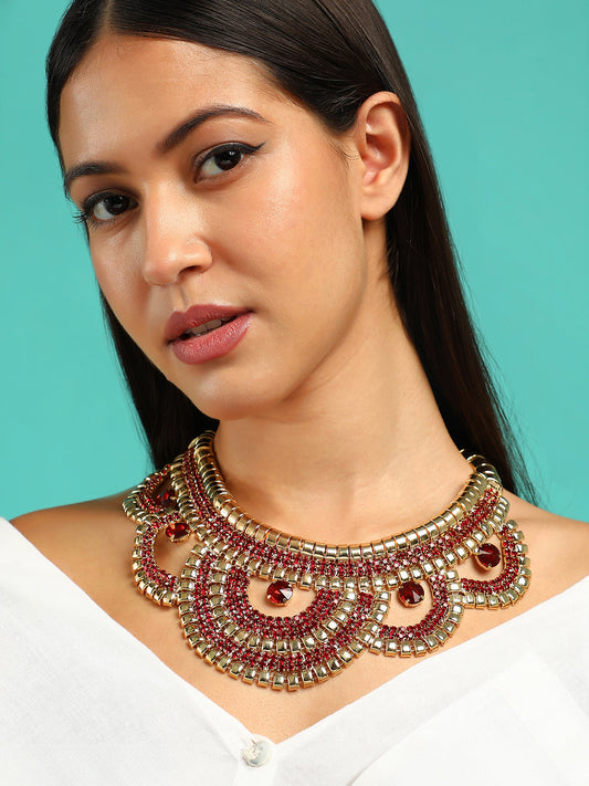 The Corona Statement Necklace - Ruby Red-SOHINC6246
