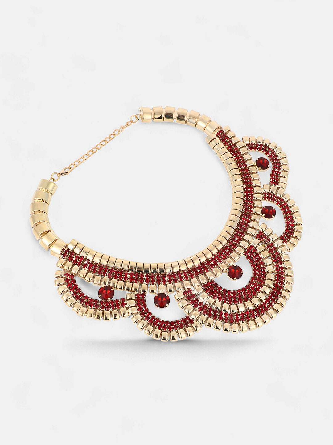 The Corona Statement Necklace - Ruby Red-SOHINC6246