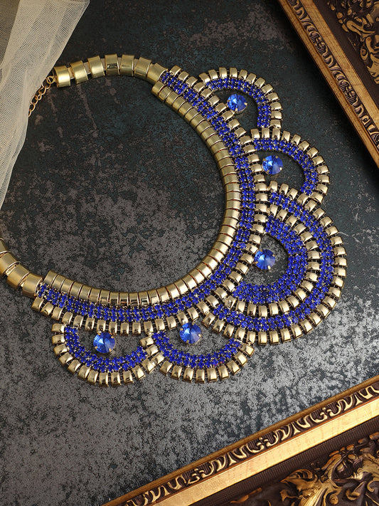 The Corona Statement Necklace - Sapphire Blue-SOHINC6247