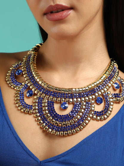 The Corona Statement Necklace - Sapphire Blue-SOHINC6247