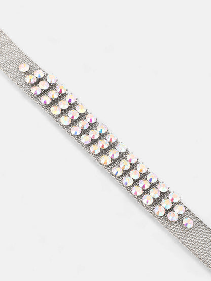 The Bijou Mesh Choker Necklace - Metallic Silver-SOHINC6256