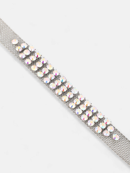 The Bijou Mesh Choker Necklace - Metallic Silver-SOHINC6256