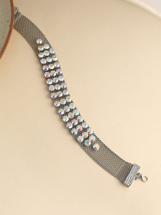 The Bijou Mesh Choker Necklace - Metallic Silver-SOHINC6256