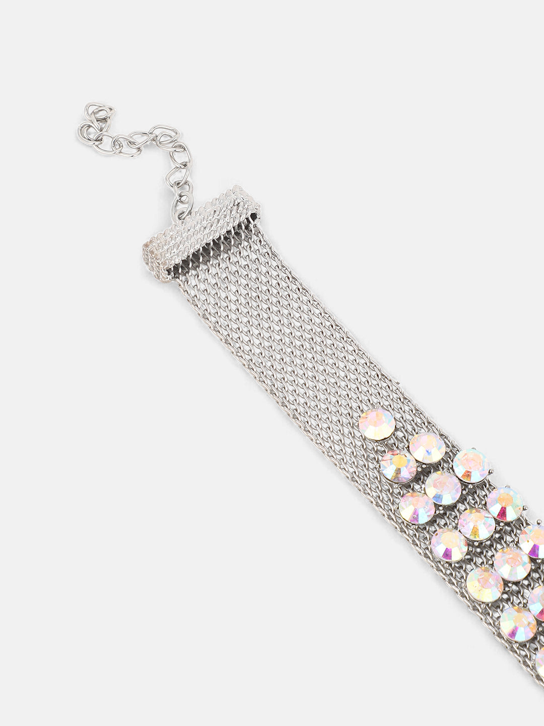 The Bijou Mesh Choker Necklace - Metallic Silver-SOHINC6256