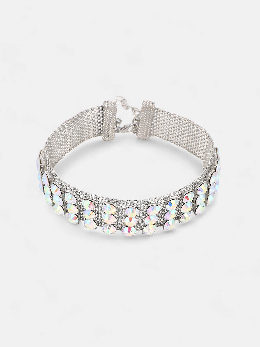 The Bijou Mesh Choker Necklace - Metallic Silver-SOHINC6256