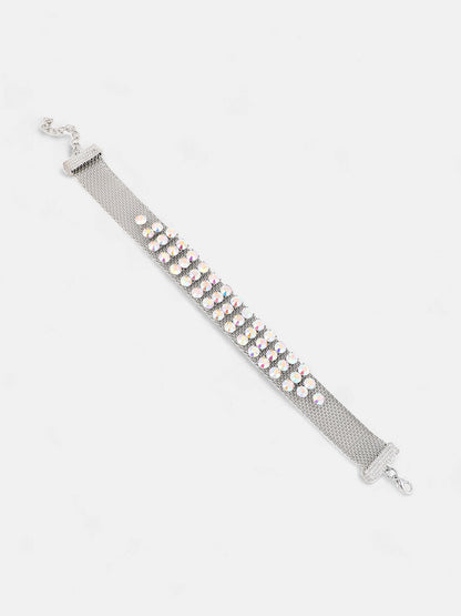 The Bijou Mesh Choker Necklace - Metallic Silver-SOHINC6256