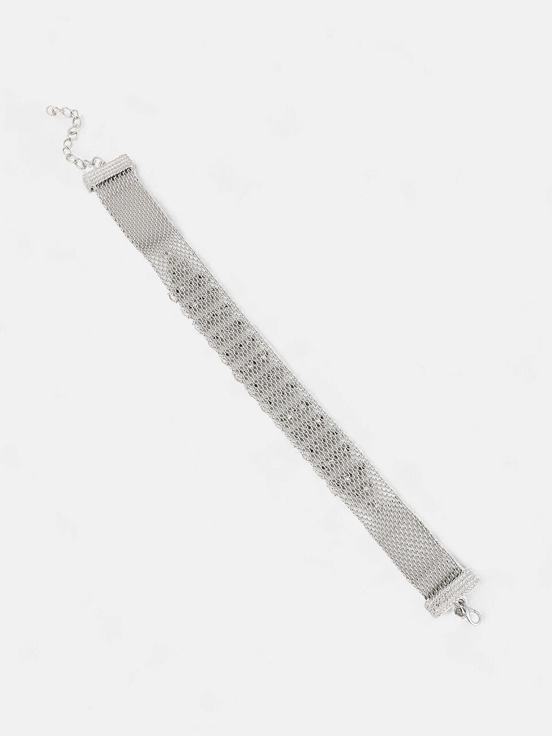 The Bijou Mesh Choker Necklace - Metallic Silver-SOHINC6256