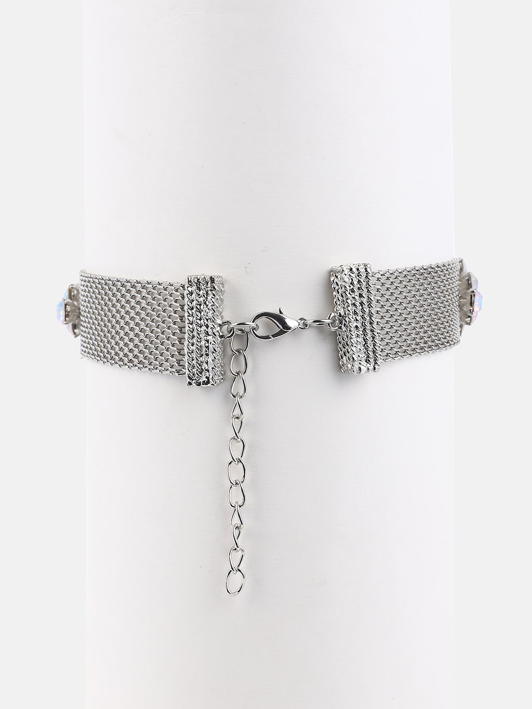 The Bijou Mesh Choker Necklace - Metallic Silver-SOHINC6256