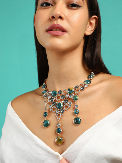 The Supernova Statement Necklace - Emerald Green-SOHINC6262