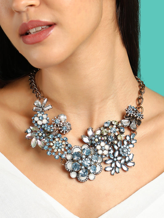 The Garden Of Eden Statement Necklace - Azure Blue-SOHINC6263