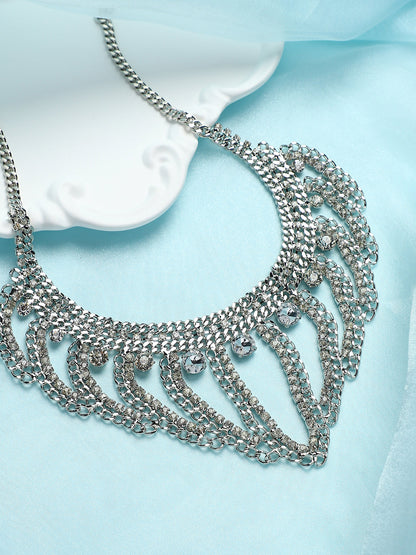The Crùn Statement Necklace - Crystal Silver-SOHINC6264