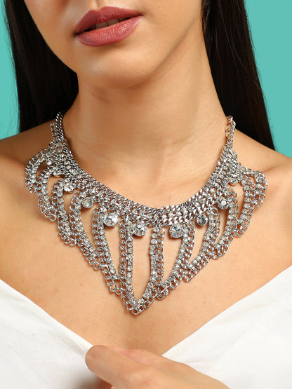 The Crùn Statement Necklace - Crystal Silver-SOHINC6264