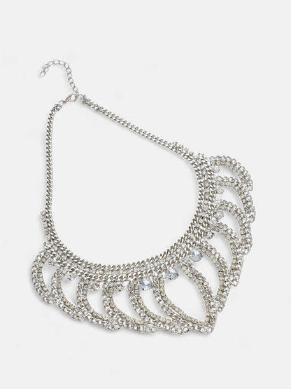 The Crùn Statement Necklace - Crystal Silver-SOHINC6264