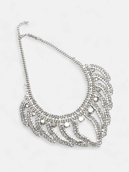 The Crùn Statement Necklace - Crystal Silver-SOHINC6264