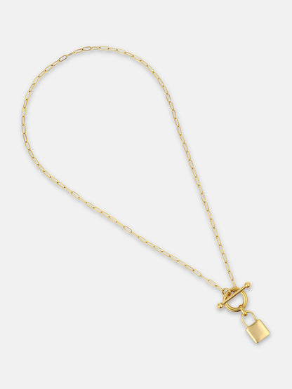 The Anchor's Lock Chain Necklace - California Gold