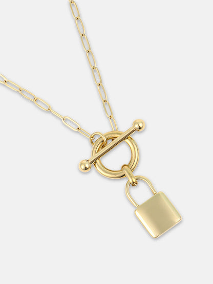 The Anchor's Lock Chain Necklace - California Gold