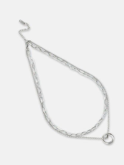 The Vortex Multi-Layer Necklace - Metallic Silver