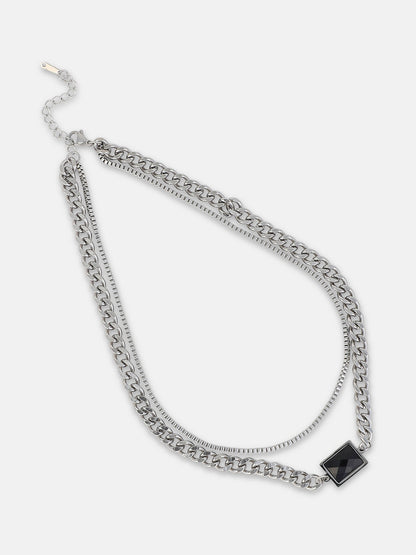The Block Multi Layer Necklace Metallic Silver
